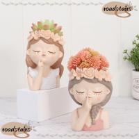 ราคา ROADSTAIRS Garden Accessories Pots, Handmade Cute Girl Flower Pot, ของขวัญ DIY Creative Resin Succulents Cactus แจกัน (52106623130)