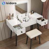 ราคา Isidoro โต๊ะเครื่องแป้ง เรียบง่าย ประเภทบ้านขนาดเล็ก พลิกฝา LED 60-90CM สไตล์หรูหราเบา แต่งหน้า จัดเก็บ โต๊ะ ผู้หญิง (41472280842)
