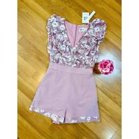 ราคา พร้อมส่งVG จั้มสูทขาสั้นสีชมพู (22248492521)