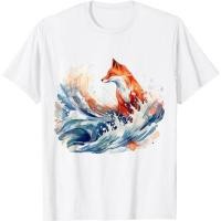 ราคา งานศิลปะ Fox Wave ศิลปะสัตว์ เสื้อยืด Fox (27582304837)