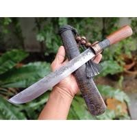 ราคา ดาบสั้น อีดาบ มีดแคมป์ Short sword มีดเดินป่า ดาบศอก มีดดาบ ใบ 9.7” เหล็กตะไบ ตีร้อน ด้ามไม้รัก ฝักไม้สักพันไหม คอทองแดง (24383929755)