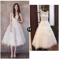 ราคา ชุดเจ้าสาวงานแต่ง เดรสลูกไม้แต่งขนนกหรูหรา เ#ดรสสีขาวออกงาน #ชุดถ่ายพรีเวดดิ้ง (7182506041)