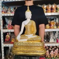 ราคา พระพุธรูปปาง​พุทธสะดุ้งมาร​งานเรซิ่นผสมผงหินขาวปิดทองจีวรดอกพิกุลนำไปถายเพื่อเป็นพุทธ​บูชา​ ให้ชีวิตขนาด9นิ้วสูง40ซม. (14493221563)