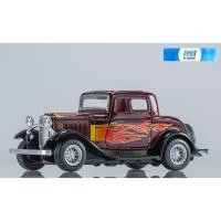 ราคา โมเดลรถเหล็ก รถโบราณ ฟอร์ด ลายไฟ ของเล่น สะสม KINSMART 1:34 Classic Car Model 1932 Ford 3 Window Fire Paint Diecast Toy (24209706813)