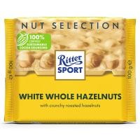 ราคา ริทเตอร์สปอร์ตไวท์ช็อกโกแลตผสมเฮเซลนัท 100ก Ritter Sport Hazelnut White Chocolate 100g [หมายเลขบาร์โค้ด 4000417013002 ] (43927269534)