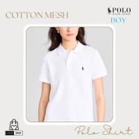 ราคา [New_ของแท้%_พร้อมส่ง]_Polo Ralph Lauren-Boy-เสื้อคอปกPoloแขนสั้นสีขาวปักม้าเล็กผ้า Mesh BoySize (27620219717)
