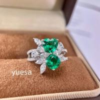 ราคา แหวนEmeraldสลเวอร์925พร้อมมรกต3.5กะรัตจากโคลอมเบียและเพชรสังเคราะห์ ดีไซน์หรูหรา (51306229965)