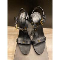 ราคา รองเท้า Gucci T-Strap Accent Heel Sandals in Black Leather size 37 มือ2 ของแท้ % (29730603382)