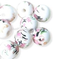ราคา (1 bj) ROUND CERAMIC TENSHA 12 มม. ดอกสีชมพู (40255757994)