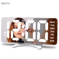ราคา Nacyth นาฬิกาปลุกดิจิตอล LED สำหรับโต๊ะกระจกในห้องนอนพร้อมฟังก์ชั่นเลื่อนปลุก 2 ฟังก์ชั่นปรับความสว่างโหมดกลางคืนและพอร์ตชาร์จ USB ออกแบบห้องนั่งเล่นสำนักงานข้างเตียง (51906376932)