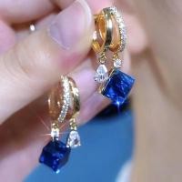 ราคา Trendy Geometric Square Crystal Zircon Dangle Earrings for Women Exquisite Wedding Party Earrings Jewelry Birthday Gifts (41725689936)