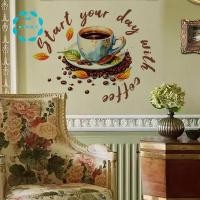 ราคา [Fast Q9]ถ้วยกาแฟสติ๊กเกอร์ติดผนังร้านอาหารพื้นหลังตกแต่งSelf-Adhesive DecalsภาพจิตรกรรมฝาผนังสําหรับCafeห้องครัวตกแต่งบ้าน 1 ชิ้น (57007709008)