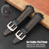ราคา สายนาฬิกาหนังแท้สําหรับ Seiko sportura SNL029P2 SNL021P1 SNA595P2 SNL017P1 สายนาฬิกา 15X27MM กันน้ําสร้อยข้อมือกีฬา (44229247244)