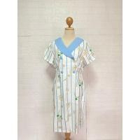 ราคา Phawi เดรสทำงาน เดรสคอปกแต่งกระดุมสีขาวริ้วฟ้าXL (3576885365)