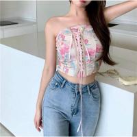 ราคา พร้อมส่งเสื้อเกาะอกลายดอกสีชมพู (20318570096)