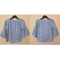ราคา 45บ. เสื้อแฟชั่น ปาดไหล่ ลายทาง สีเทา สีขาว ไซส์ S M รอบไหล่ตึง 37 ยาว 19.5 นิ้วค่ะ มือสอง สภาพดีมากค่ะ แขนระบาย (25875250456)