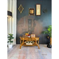 ราคา โต๊ะกลางหวายถักวินเทจ ท็อปกระจก เฟอร์นิเจอร์ไม้หวาย ญี่ปุ่นมือสอง (46708010165)