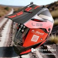 ราคา หมวกกันน็อค LS2 MX436 Pioneer Evo Adventurer Matt Black Red off road (23084163195)