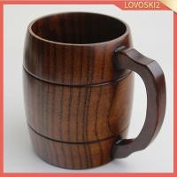 ราคา [Lovoski2] แก้วไม้ไม้โอ๊คขนาดใหญ่ถ้วยเบียร์พร้อมที่จับถังไม้เบียร์ Stein แก้วนม (46250889502)