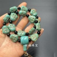 ราคา โบราณเล่นเก่าทิเบตหยกโบราณเพิ่มประสิทธิภาพเทอร์ควอยซ์สร้อยคอแกะสลักลูกปัดจี้โซ่เทอร์ควอยซ์สร้อยคอพระพุทธรูปหัว 4-2 (43879717481)