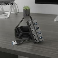 ราคา LUNAZAP Multi USB Splitter, 4 พอร์ตอะแดปเตอร์ USB 3.0 Hub, หลาย Expander 5Gbps ความเร็วสูงพร้อมสวิตช์สายยาว USB Docking Stations (56557874040)
