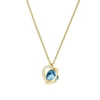 ราคา Swarovski Blue สร้อยคอหัวใจสุภาพสตรีที่สวยงาม Swarovski Element Crystal Heart Chain (42328652965)