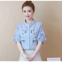 ราคา เสื้อเชิ้ตคอจีน งานเกาหลี สีชมพู (25663321249)
