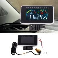 ราคา Car รถยนต์ 12V 24V โวลต์มิเตอร์ ชุดเกจวัดแรงดันไฟฟ้า และ อุณหภูมิน้ำรถยนต์ แบบดิจิตอล จอ LCD (55652450275)