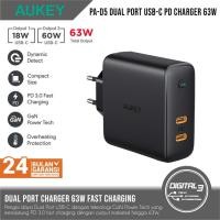 ราคา Aukey Fast Charger PA-D5 Dual Port USB Type C 63W PD QC GaN Adapter (21884256560)