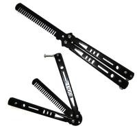 ราคา หวีพับผีเสื้อฝึกฝึกสแตนเลส Balisong D สีดํา (29193034780)