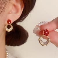 ราคา ซูริ เครื่องประดับ ต่างหูเงินแท้ 925 ห้อยระย้าวงรีสีแดงและหินสีขาวเครื่องประดับสวยงาม เครื่องประดับ เครื่องประดับ (45856148197)