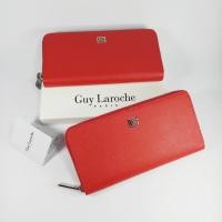 ราคา Guy Laroche กระเป๋าสตางค์ผู้หญิงใบยาว ซิปรอบ สีแดง หนังลาย อะไหล่สีเงิน หนังแท้ 100% (22418711402)