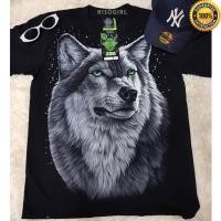 ราคา ของแท้100% Size L เสื้อเรืองแสงแบรนด์แท้ 3D พิมพ์ลายเรืองแสง ลาย บลูด๊อก สกรีนลายหน้า-หลัง (13575412057)