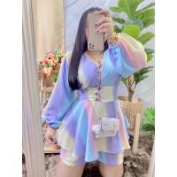 ราคา พร้อมส่ง จั้มสาวอวบ จั้มขาสั้น แขนยาว กระดุมหน้า พาสเทล (6164039111)