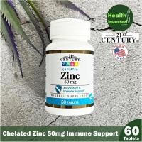 ราคา <21st Century> Chelated Zinc 50mg Antioxidant Immune Support 60 Tablets คีเลต ซิงค์ (24269792409)