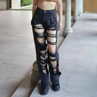 ราคา Golden Zebra Jeans กางเกงยีนส์หญิงแต่งขาดสุดแซ่บ กางเกงยีนส์เอวจีบทรงบอลลูน ขายาวกระบอกใหญ่เอวสูง (23079081877)