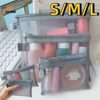 ราคา 3 ขนาดตาข่ายกระเป๋าเครื่องสําอางใส-ขนาดเล็กขนาดใหญ่สีเทากระเป๋าแต่งหน้า-แบบพกพาเดินทางแป้งออแกไนเซอร์ลิปสติกถุงเก็บ (25686551705)