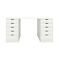 ราคา Koncept Furniture โต๊ะเครื่องแป้งแบบนั่ง 150 ซม. ลึก 60 ซม. (CW40x2) รุ่น Vanity สีขาว แบรนด์ KONCEPT FURNITURE (50553961717)