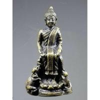 ราคา เหรียญหล่อ ครึ่งซีก หลวงพ่อโต ปางป่าเลไลย์ พระประจำวันพุธกลางคืน หลังยันต์เฑาะว์ ไม่ทราบที่ เนื้อทองเหลืองรมดำ (19579568057)