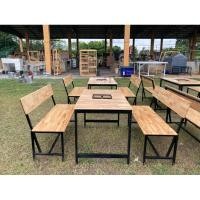 ราคา ชุดโต๊ะเก้าอี้ม้านั่งพิงยาว ขาเหล็ก (29084996221)