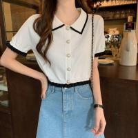 ราคา เสื้อเชิ้ตแขนสั้นสีดำสำหรับผู้หญิง สไตล์ชาแนล สวมใส่ง่ายตลอดปี (49307231684)