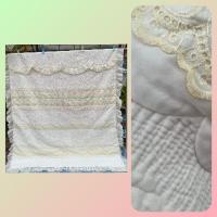 ราคา ผ้าคลุมเตียง มีซิปใส่ไส้ได้ ผ้าชีฟองปักทั้งผืน 6 ฟุต วัดรวมระบาย 6.6 ฟุต มือสอง (ทำความสะอาดแล้วค่ะ)ค (17726251616)