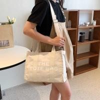 ราคา Simple Fashion Thetotebag Diagonal Literary Style Letter Printed Tote Large Bag Canvas (24085540913)