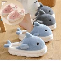 ราคา [Painn] GO UP 1 SIZE] DOLPHIN COTTON SLIPPERS AND TEXTILE WITH CUTE ANIMALS PATTERNS - MINA (49152590944)