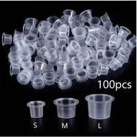 ราคา ถ้วยสีสัก ถ้วยหมึกสักถาวร ฝาหมึกสัก / ถ้วยใส่หมึก สำหรับสัก แบบพลาสติกใส ใช้แล้วทิ้ง สําหรับใส่หมึกสัก S M L 100 ชิ้น (25836240899)