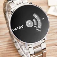 ราคา ▥ Paidu Creative Unique Man นาฬิกาควอตซ์ไม่มีตัวชี้หมุนแผ่นเสียงสแตนเลสสตีลเข็มขัดนาฬิกาชายกีฬา (27230680483)