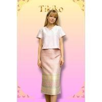 ราคา [ Shopee Video ลด 30-50%]Tikiko กระโปรงผ้าไหมทอลายดอกพุดซ้อน /เสื้อผ้าไหมสีชทพูอ่อน ชุดไปวัด ชุดไทย ผ้าไหม TK 01 (27157542405)
