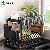 ราคา KEVE ชั้นวางจาน ที่คว่ำจาน ชั้นคว่ำจาน 2ชั้น  พร้อมที่คว่ำแก้ว Dish Rack ที่วางจาน ประหยัดพื้นที่ (26024662301)