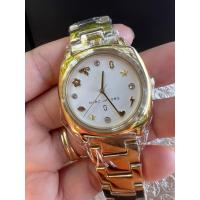 ราคา Marc Jacobs Mandy แท้มือ 1 Marc Jacobs นาฬิกาสายเหล็กสีทอง หน้าปัดขาวสำหรับผู้หญิงกันน้ำ ตัวเรือน 34 มม. MJ3573 (47005647082)