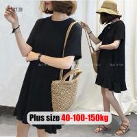ราคา Plus Size✅เดรสสาวอวบ ไซส์ใหญ่ ผู้หญิง เดรสเสื้อยืด สาวอวบ มินิเดรส สาวอวบ แขนสั้น ทรงหลวม เก็บพุงพรางหุ่น คอกลม สีดำ ฤดูร้อน เกาหลี สไตล์ลำลอง Oversize พลัสไซส์ สาว อวบอ้วน ใส่ได้ (18678980129)